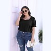 Summer Tops for Women Square Neck T Shirts Casual Tees Ruffle Trim Short Sleeve Blouses 2025 Fashion - 3 of 4