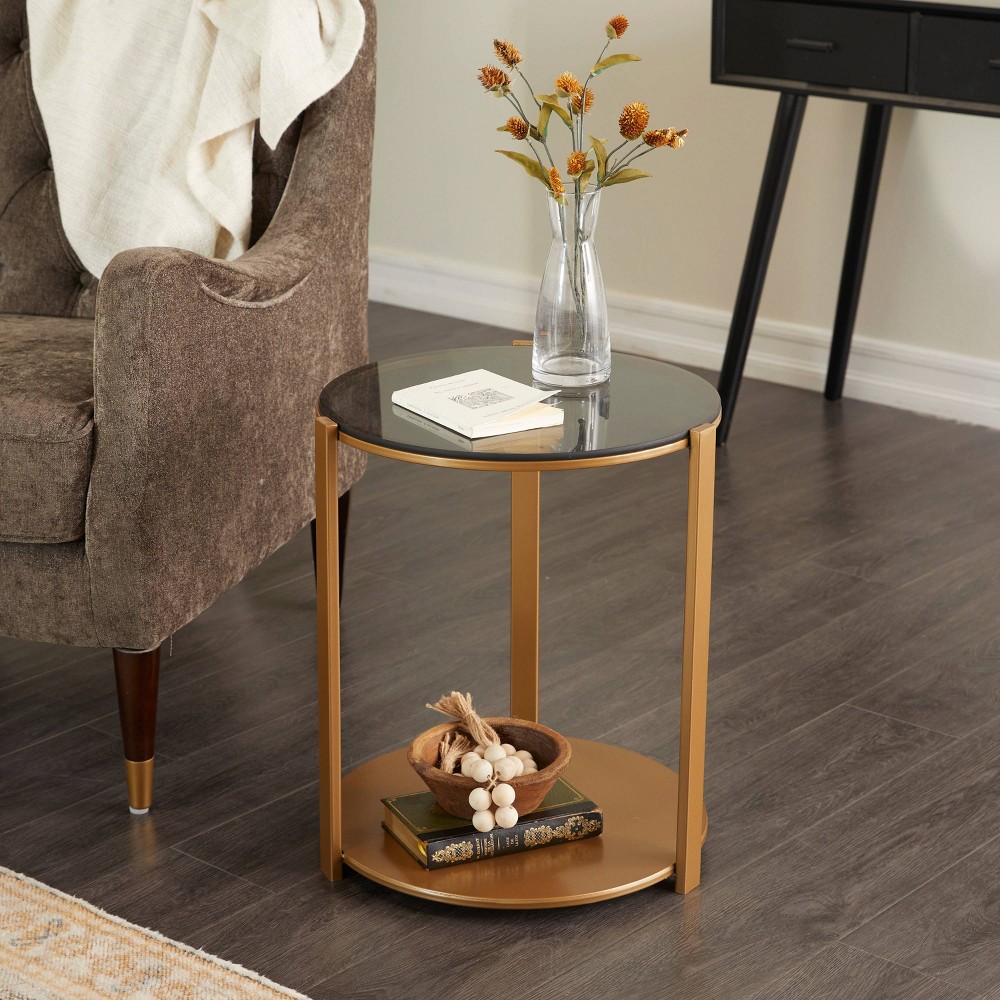 Photos - Coffee Table Contemporary Metal 2 Tier Accent Table Bronze - Olivia & May