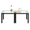 Set of 2 Coffee Table Cocktail Table Center Table Side Table Computer Table Makeup Table  with Tempered Glass Top, Black/Transparent-ModernLuxe - 3 of 4