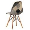 Fabulaxe Modern Black and White Patchwork Fabric Chair with Wooden Legs for Kitchen, Dining Room, Entryway, Living Room - 4 of 4