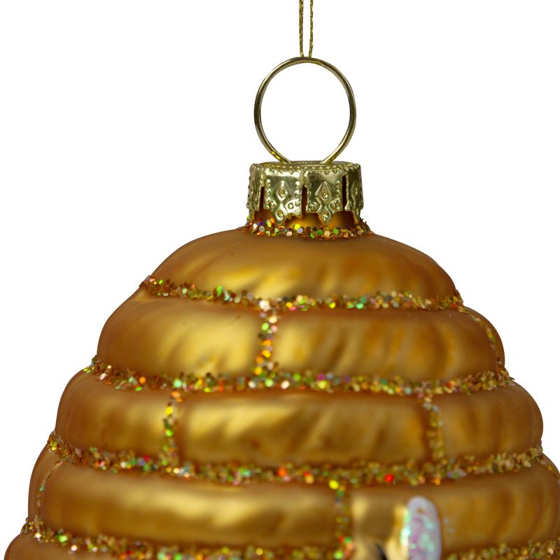 Northlight 3.5" Gold Holiday Collections Glass Beehive Christmas Ornament, 4 of 5