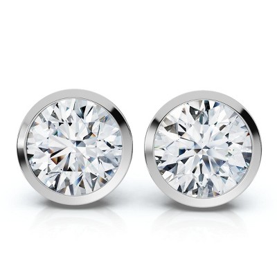Pompeii3 Certified 6Ct TW Martini Bezel Diamond Studs 14k Gold Lab Created
