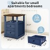 MUUEGM 18.1" Farmhouse Night Stand| Rustic Wood End Table with Charging Station, Open Shelf, 2 Storage Drawers - 2 of 4