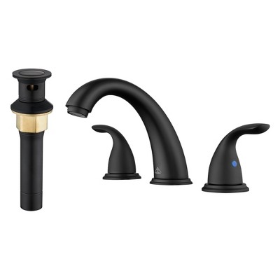CASAINC 8 in. Widespread Double Handle Bathroom Sink Faucet 3 Hole with Stainless Steel Pop Up Drain in Brushed Gold