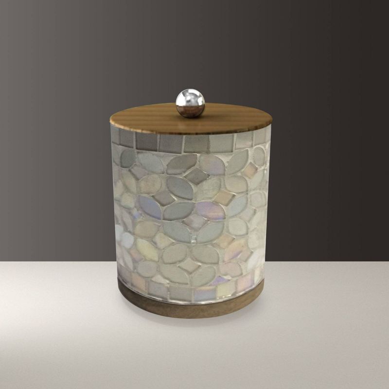 Pearl Escent Mosaic and Wood Trillium Q-Tip Jar - Nu Steel, 5 of 7