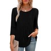 3/4 Length Sleeve Tops for Women Crewneck Casual Blouses Pleated Tunic Top Loose Fit Shirts 2025 - 3 of 4