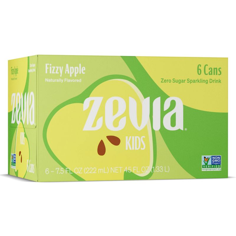 Zevia Kidz Fizzy Apple Zero Calorie Soda - 6pk/7.5 fl oz Cans, 1 of 6