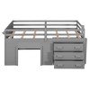 PAGED Simple Wooden Loft Bed Bunk Bed, Twin Size Bed Frame with Storage Drawers, Cabinet, Shelves and Guardrail for Kids, Teens - 3 of 4