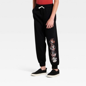 Boys' Marvel Villains Fleece Joggers - Black - 1 of 4