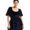 June + Vie by Roaman's Puff Sleeve Stretch-Velvet Midi Dress - 4 of 4