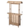 intiquewise Rustic Wooden Outdoor Bar Counter with Roof for Patio, Garden & Backyard, Ideal as Bartender Station, Lemonade Stand, BBQ Table - 4 of 4