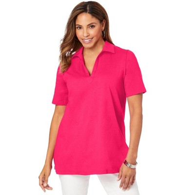 Jessica London Women's Plus Size Stretch Cotton Polo Tee