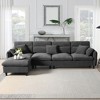 110" Cloud Chenille L-Shaped Convertible Sectional Sofa with Removable Ottoman, Throw and Waist Pillows - 2 of 4