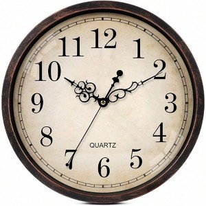Vintage Wall Clock Silent 14 Inch Non Ticking Retro Round Quartz Decorative Clock for Kitchen Office Classroom Bedroom - 1 of 4