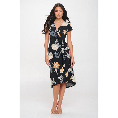 WEST K Women's Emma Ruched Midi Faux-Wrap Dress