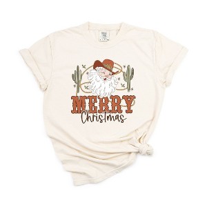 Simply Sage Market Women's Cactus Western Santa Short Sleeve Garment Dyed Tee - 1 of 3