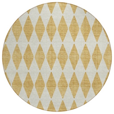 Gold And Light Brown Geometric Washable Indoor Outdoor Area Rug