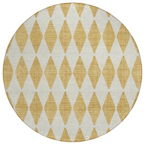 Gold And Light Brown Geometric Washable Indoor Outdoor Area Rug - 1 of 4