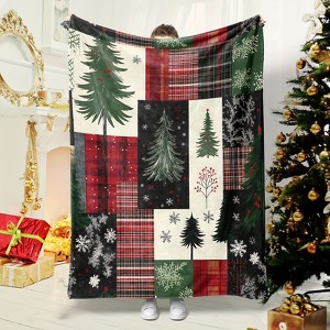 Cozy Christmas Flannel Throw Blanket - Soft, Warm & Lightweight Winter-Themed Plaid with Snowflake Design for Bed, Sofa, Travel - Perfect Holiday Gift - 1 of 4