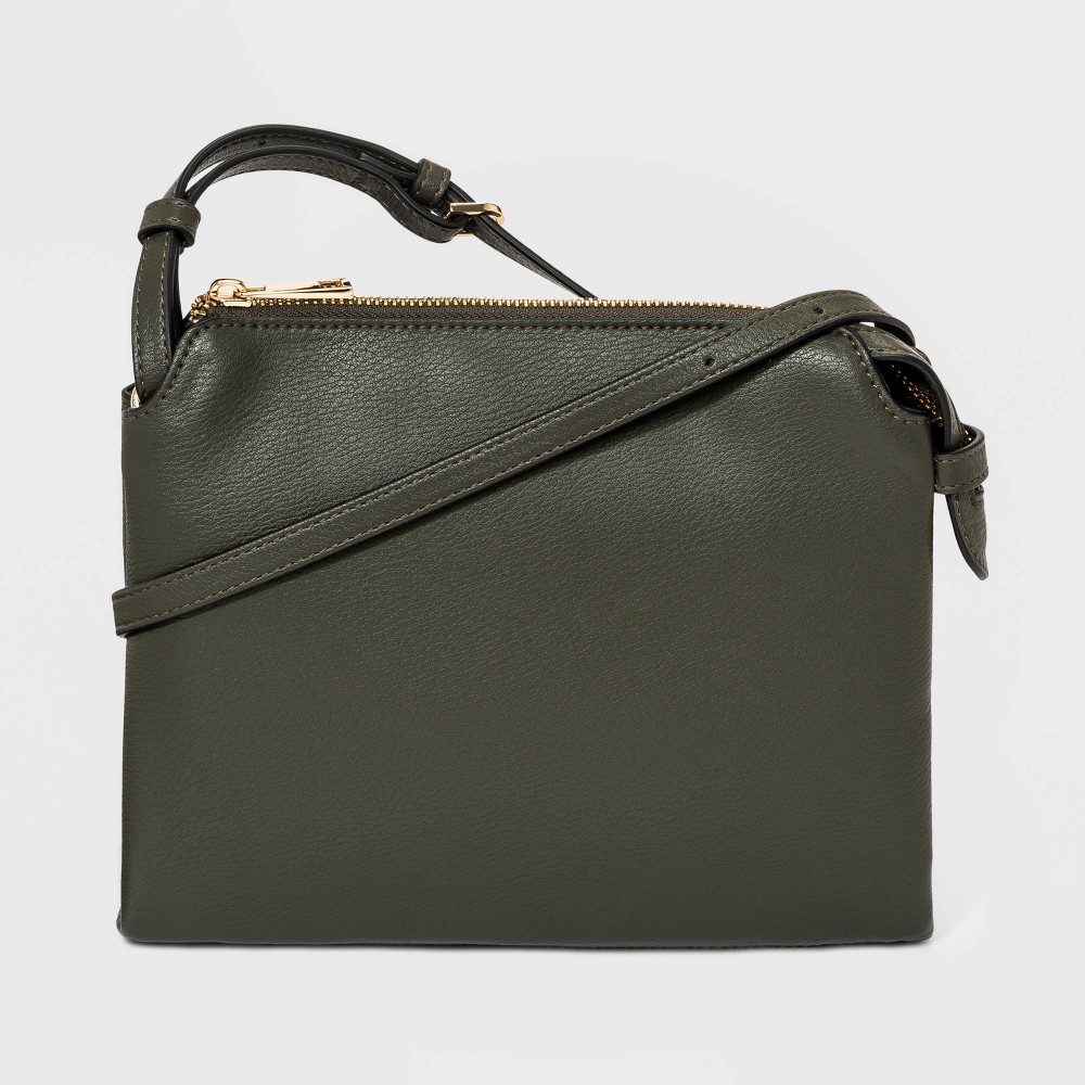Photos - Women Bag Double Gusset Crossbody Bag - A New Day™ Dark Green