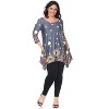 Women's Plus Size 3/4 Sleeve Printed Erie Tunic Top with Pockets - White Mark - 2 of 3