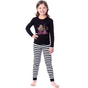 Barbie Girls' Child Stylish Best Friends Tight Fit Sleep Pajama Set Black - 1 of 4