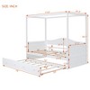 Twin Canopy Bed with Trundle, Wooden Twin Size Daybed Frame, Twin Sofa Bed, Platform Bed Frame with 4 Poster, White - 3 of 4