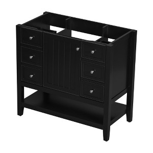 Vynxaria Black 36-inch Bathroom Storage Cabinets - Vanity Base with Drawers - 1 of 4