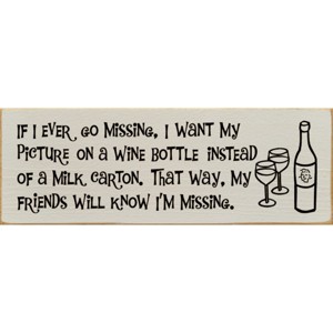 Slickblue Missing Picture on Wine Bottle Sign, 3.5x10 Solid Pine Rustic Wood Plaque, Multiple Colors - 1 of 3