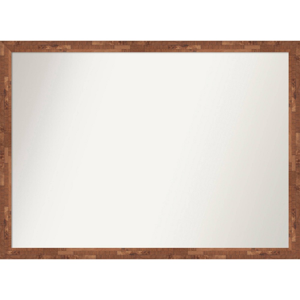 Photos - Wall Mirror 41" x 30" Non-Beveled Fresco Wood Bathroom  Light Pecan Brown 