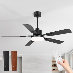 Airsurfer 52-Inch Matte Black 5-Blade Ceiling Fan with Integrated LED Light and Remote, Indoor Use - 1 of 4