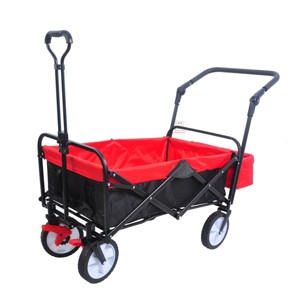 YONWAY All-Terrain Folding Collapsible Utility Wagon,with Push Bar Portable Heavy Duty 150 Lbs Capacity Cart Buggy for Beach,Garden,Park,Red - 1 of 4