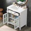 Lyngins 30" Freestanding Vanity with Textured Glass Door, Compact Bathroom Vanity with Ceramic Sink, Equipped with Adjustable Shelf and Tip-Out Tray - 2 of 4