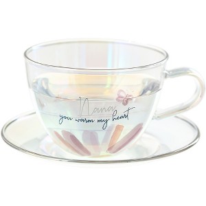 Pavilion Gift Company - Nana - 7 oz Glass Teacup and Saucer - Drinkware - 1 of 4