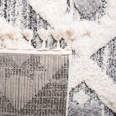 Gray Diamond Braided Shag Rectangular Synthetic Rug