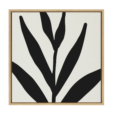 Modern Botanical Black and White Framed Canvas Art, 22x22