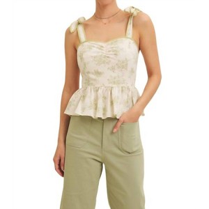 Women's Floral Print Cotton Peplum Top - In February - 1 of 4