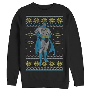 Men's Batman Ugly Christmas Dark Knight Pose Sweatshirt - 1 of 3