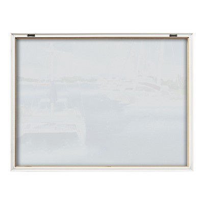 Summer Sailing Blue and Natural Framed Glass Print, 18x24