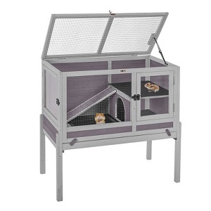 Aivituvin Wooden Hamster Cage| Anti-Chew Design|Easy-Clean PVC Layer-AIR53-DG/WZ - 1 of 4