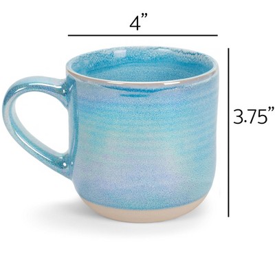 Blue Glossy Ceramic 12 oz Microwave Safe Mug Set