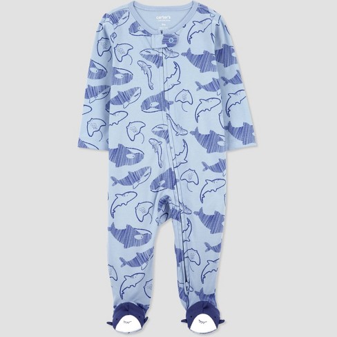 Soft Blue Shark Fluffy Pyjama 1-Piece Set