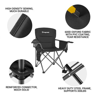 KingCamp Black Steel Padded Folding Camping Chair with Cupholder
