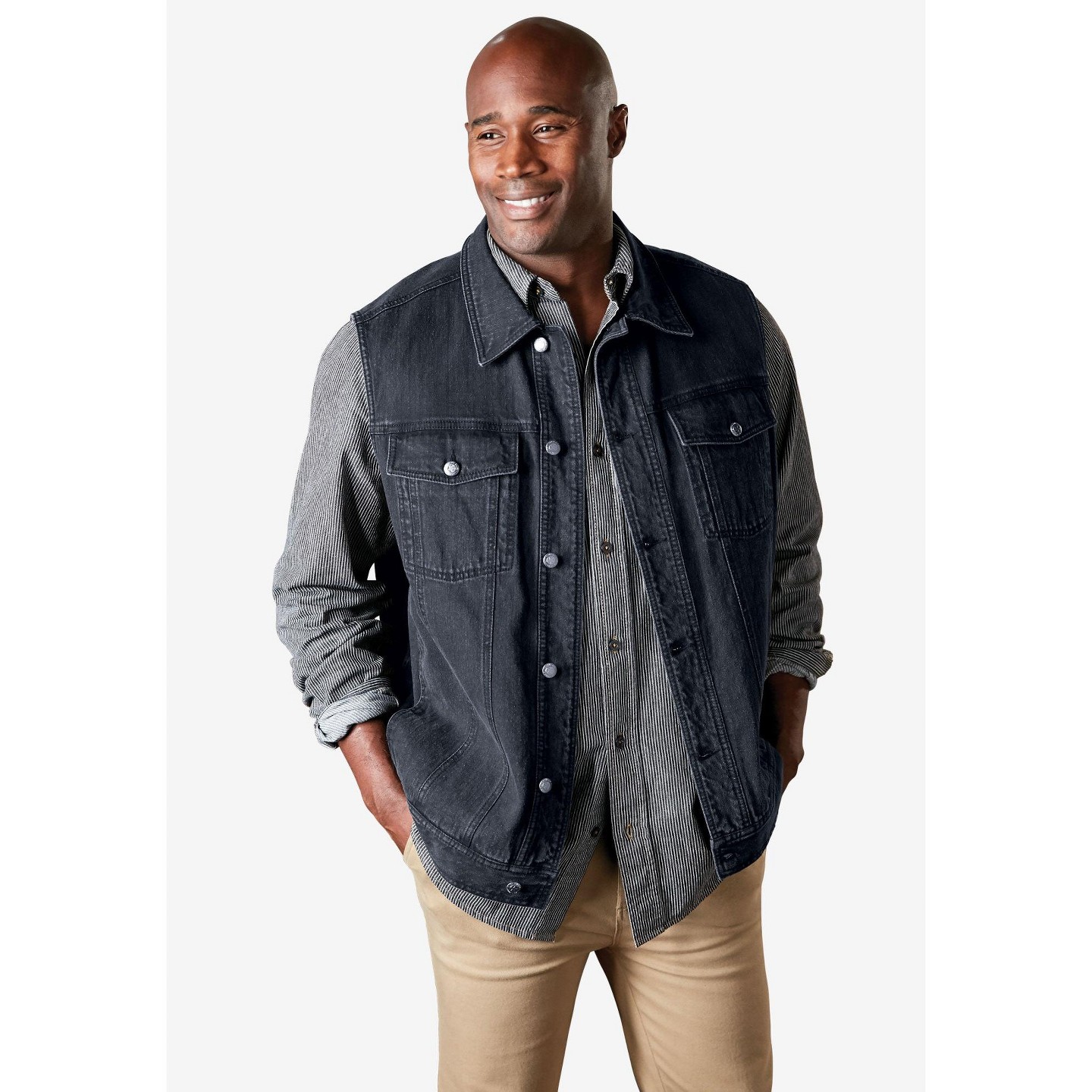 Liberty Blues by KingSize Denim Vest - 7XL, Black Denim — фото 6