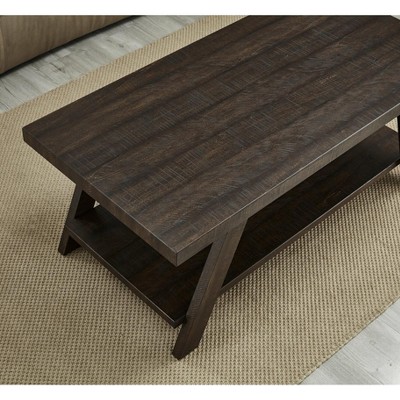 Athens Weathered Espresso Rectangular Coffee Table with Shelf