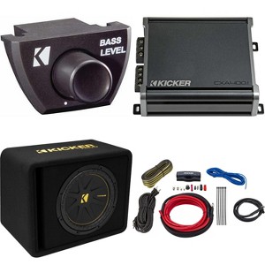 Kicker 12 Inch Comp Bass Package 50VCWC124 with 46CXA4001, Bass Knob and 47VK8 amp wire kit - 1 of 4
