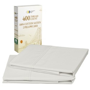 Set of 2 Pillowcases - 400 Thread Count, 100% Cotton Sateen, Soft, Cooling and Breathable by California Design Den - 1 of 4