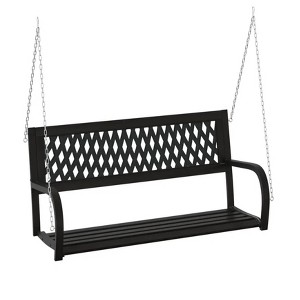 Patio Swing Bench 49.2" Steel and Plastic Black - 1 of 4