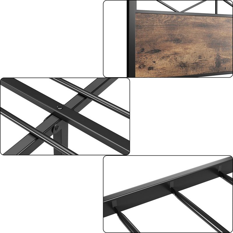 Metal Platform Bed Frame with Rustic Vintage Wood Headboard and Footboard, 2 of 8