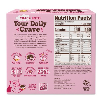 Alec's Ice Cream Culture Cup Frozen Chocolate Covered Strawberry Ice Cream - 14 fl oz/4ct